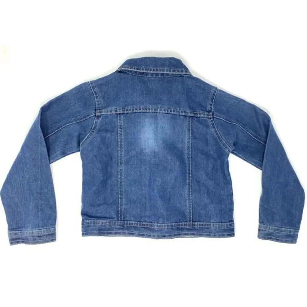 One Step Up Blue Denim Jacket with Rhineston Buttons Cotton Blend Girls Size 5/6